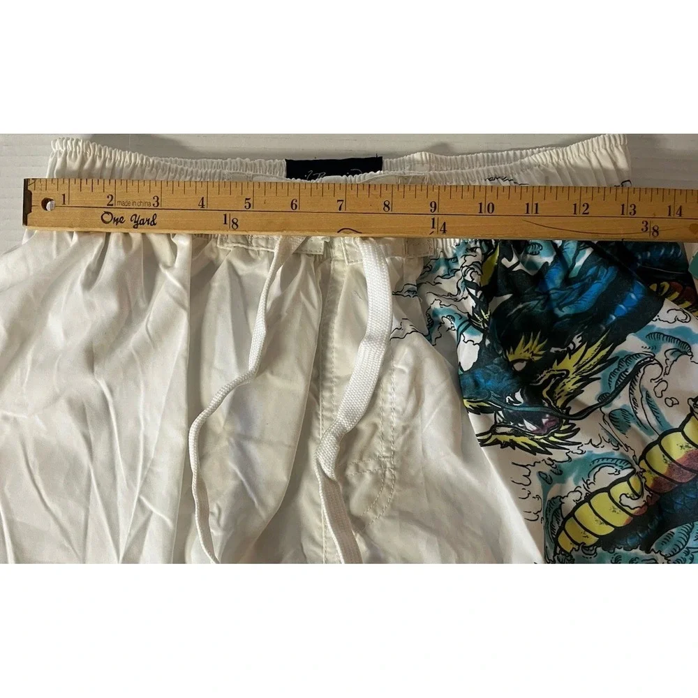 BASIX BODY SURF MEN'S BOARD SWIM SHORTS SIZE MEDIUM‎ WHITE/SERPENT NWT
